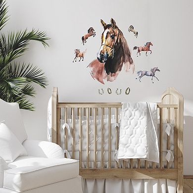 RoomMates Watercolor Wild Horses Wall Decal 10-piece Set