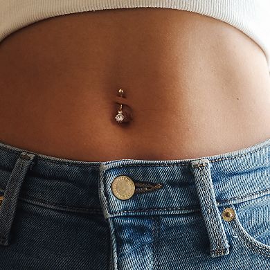 Amella Jewels 14K Gold Double Cubic Zirconia Belly Ring