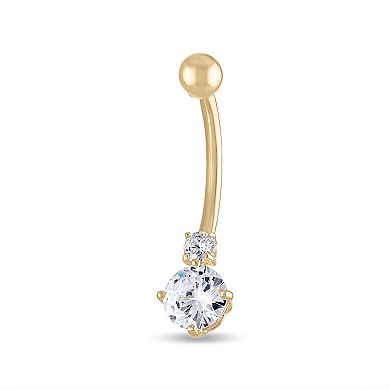 Amella Jewels 14K Gold Double Cubic Zirconia Belly Ring