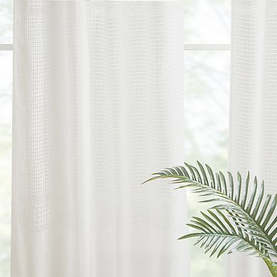 Madison Park Set of 2 Calista Yarn Dye Woven Linen Texture Sheer Window Curtain Panels
