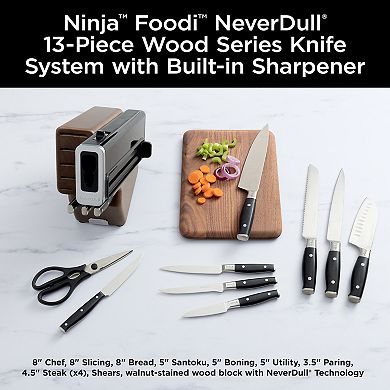 Ninja Foodi NeverDull Premium 13-pc. Wood Series Knife System with Built-in Sharpener