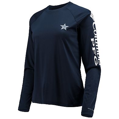 Women's Columbia Navy/White Dallas Cowboys Tidal Omni-Shade Raglan Long Sleeve T-Shirt