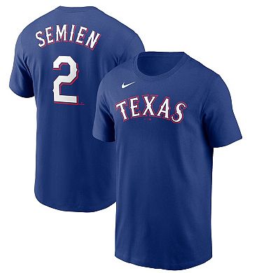 Men's Nike Marcus Semien Royal Texas Rangers Name & Number T-Shirt