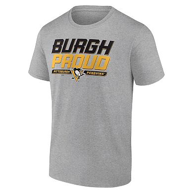 Men's Fanatics Branded Heathered Gray Pittsburgh Penguins Hometown Collection Burgh Proud T-Shirt