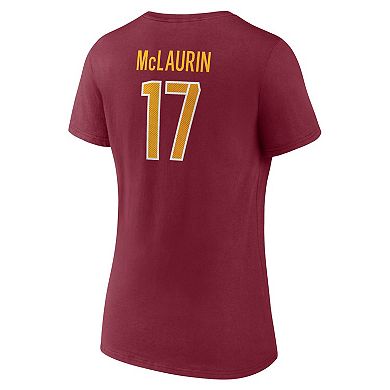 Women's Fanatics Branded Terry McLaurin Burgundy Washington Commanders Player Icon Name & Number V-Neck T-Shirt