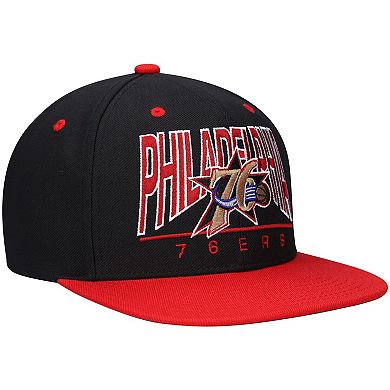 Men's Mitchell & Ness Black Philadelphia 76ers Hardwood Classics City Arch Snapback Hat