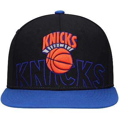 Men's Mitchell & Ness Black/Blue New York Knicks Hardwood Classics Low Big Face Snapback Hat