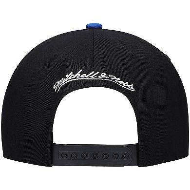 Men's Mitchell & Ness Black/Blue New York Knicks Hardwood Classics Low Big Face Snapback Hat