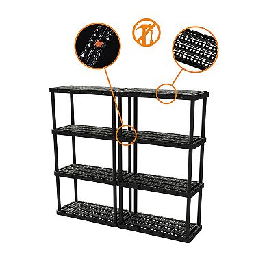 Gracious Living 4 Shelf Knect-a-shelf Ventilated Heavy Duty Storage Unit, Black