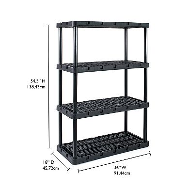 Gracious Living 4 Shelf Knect-a-shelf Ventilated Heavy Duty Storage Unit, Black