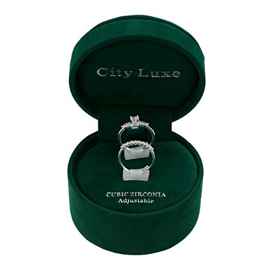City Luxe Cubic Zirconia Ring Duo Set
