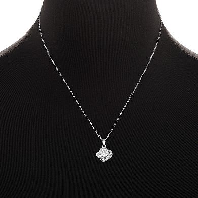 PRIMROSE Sterling Silver Cubic Zirconia Love Knot Pendant Necklace