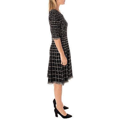 Women's Taylor A-Line Grid Midi Sweater Dress