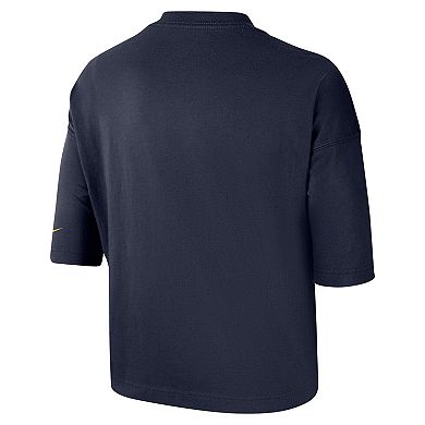 Women's Nike Navy Michigan Wolverines Crop Performance T-Shirt