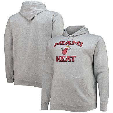 Men's Heathered Gray Miami Heat Big & Tall Heart & Soul Pullover Hoodie