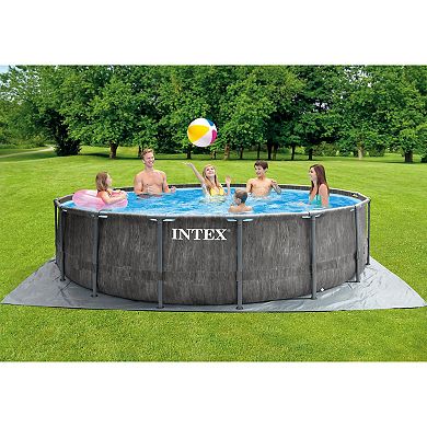 Intex 15ft x 48in Greywood Prism Steel Frame Pool Set with Cover, Ladder, & Pump