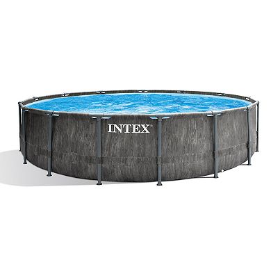 Intex 15ft x 48in Greywood Prism Steel Frame Pool Set with Cover, Ladder, & Pump