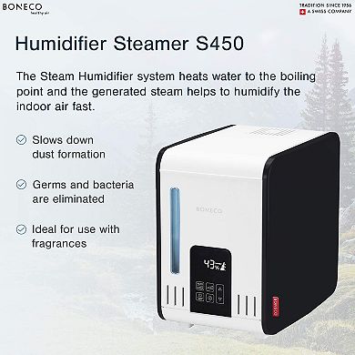 BONECO S450 Large Room Steam Humidifier with Hand Warm Mist and Digital Display