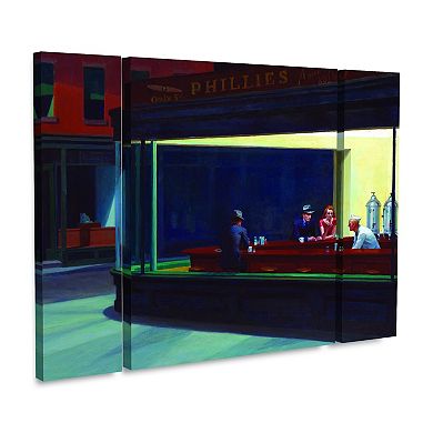 Edward Hopper Nighthawks Canvas Wall Art 3-piece Set