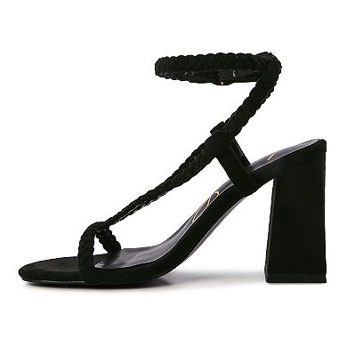 London Rag Smoosh Women's Braided Block Heel Sandals
