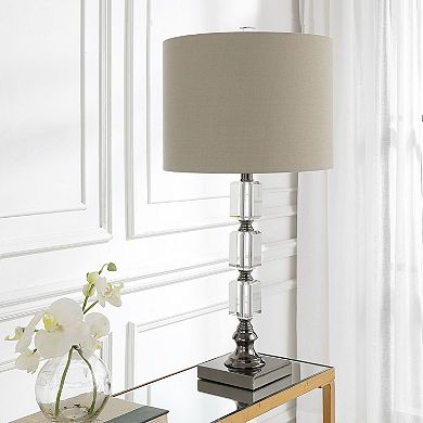 Elegant Stacked Crystal Table Lamp