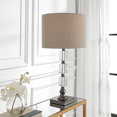 Elegant Stacked Crystal Table Lamp