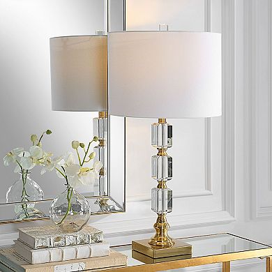 Elegant Stacked Crystal Table Lamp