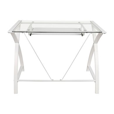 Flash Furniture Clear Tempered Glass Computer Desk with Keyboard Tray