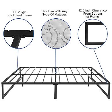 Flash Furniture 14" Metal Platform Bed Frame with 10" Pocket Spring Mattress in a Box and 2" Cool Gel Memory Foam Topper