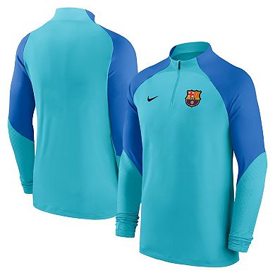 Men's Nike Blue Barcelona 2022/23 Strike Drill Performance Raglan Quarter-Zip Long Sleeve Top