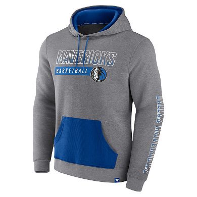 Men's Fanatics Branded Heathered Gray Dallas Mavericks Off The Bench Color Block Pullover Hoodie