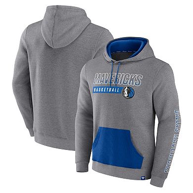 Men's Fanatics Branded Heathered Gray Dallas Mavericks Off The Bench Color Block Pullover Hoodie