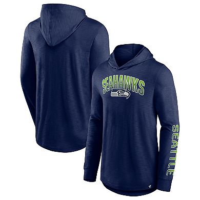 Men's Fanatics Branded College Navy Seattle Seahawks Front Runner Long Sleeve Hooded T-Shirt