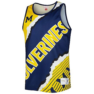 Men's Mitchell & Ness Navy/Maize Michigan Wolverines Jumbotron 2.0 Sublimated Tank Top