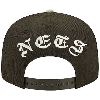 Men's New Era Black/Gray Brooklyn Nets Back Letter Arch 9FIFTY Snapback Hat