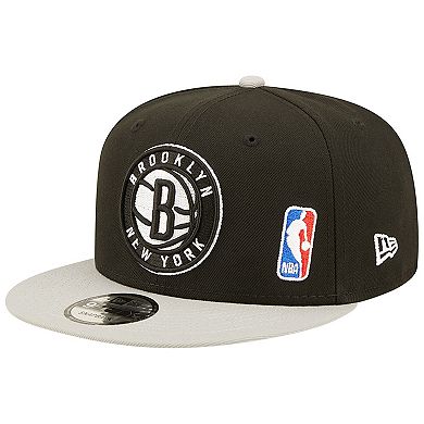Men's New Era Black/Gray Brooklyn Nets Back Letter Arch 9FIFTY Snapback Hat