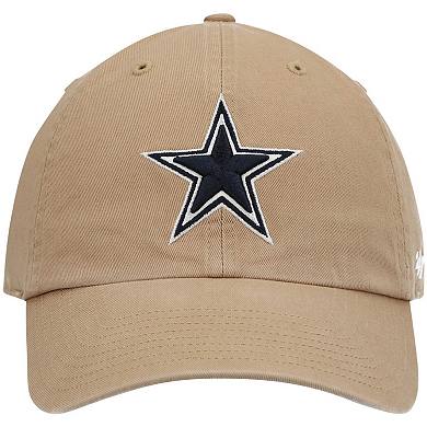 Men's '47 Khaki Dallas Cowboys Primary Clean Up Adjustable Hat