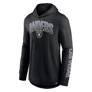 Men's Fanatics Branded Black Las Vegas Raiders Front Runner Long Sleeve Hooded T-Shirt