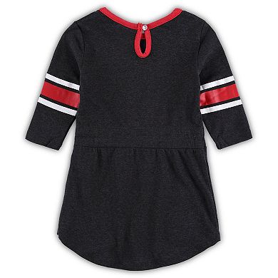 Girls Toddler Colosseum Heathered Black Texas Tech Red Raiders Poppin Sleeve Stripe Dress