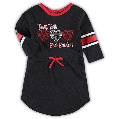 Girls Toddler Colosseum Heathered Black Texas Tech Red Raiders Poppin Sleeve Stripe Dress