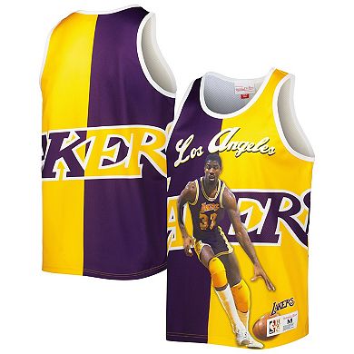 Men's Mitchell & Ness Magic Johnson Purple/Gold Los Angeles Lakers Sublimated Player Tank Top