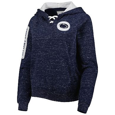 Women's Colosseum Navy Penn State Nittany Lions The Devil Speckle Lace-Placket Raglan Pullover Hoodie