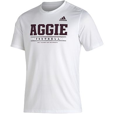 Men's adidas White Texas A&M Aggies Sideline Football Locker Practice Creator AEROREADY T-Shirt