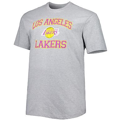 Men's Heathered Gray Los Angeles Lakers Big & Tall Heart & Soul T-Shirt