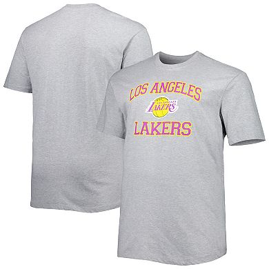 Men's Heathered Gray Los Angeles Lakers Big & Tall Heart & Soul T-Shirt