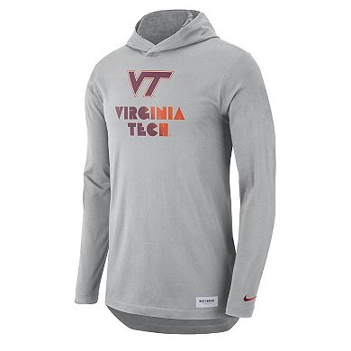 Men's Nike Gray Virginia Tech Hokies Campus Performance Hoodie Long Sleeve T-Shirt