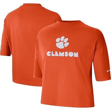 Women's Nike Orange Clemson Tigers Crop Performance T-Shirt