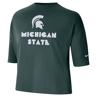 Women's Nike Green Michigan State Spartans Crop Performance T-Shirt