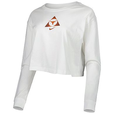 Women's Nike White Texas Longhorns Seasonal Cropped Long Sleeve T-Shirt
