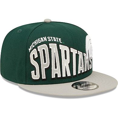 Men's New Era Green Michigan State Spartans Two-Tone Vintage Wave 9FIFTY Snapback Hat